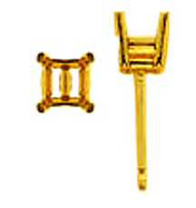 Findings > 14K Yellow Gold > Settings > Earrings Settings > Princess Cut > Princess Cut 4-Prong Basket Earrings Standard Weight w/Friction Post