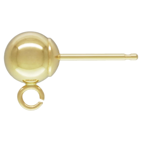 Findings > 18K Yellow Gold > Earring Findings > Ball Earring with Ring